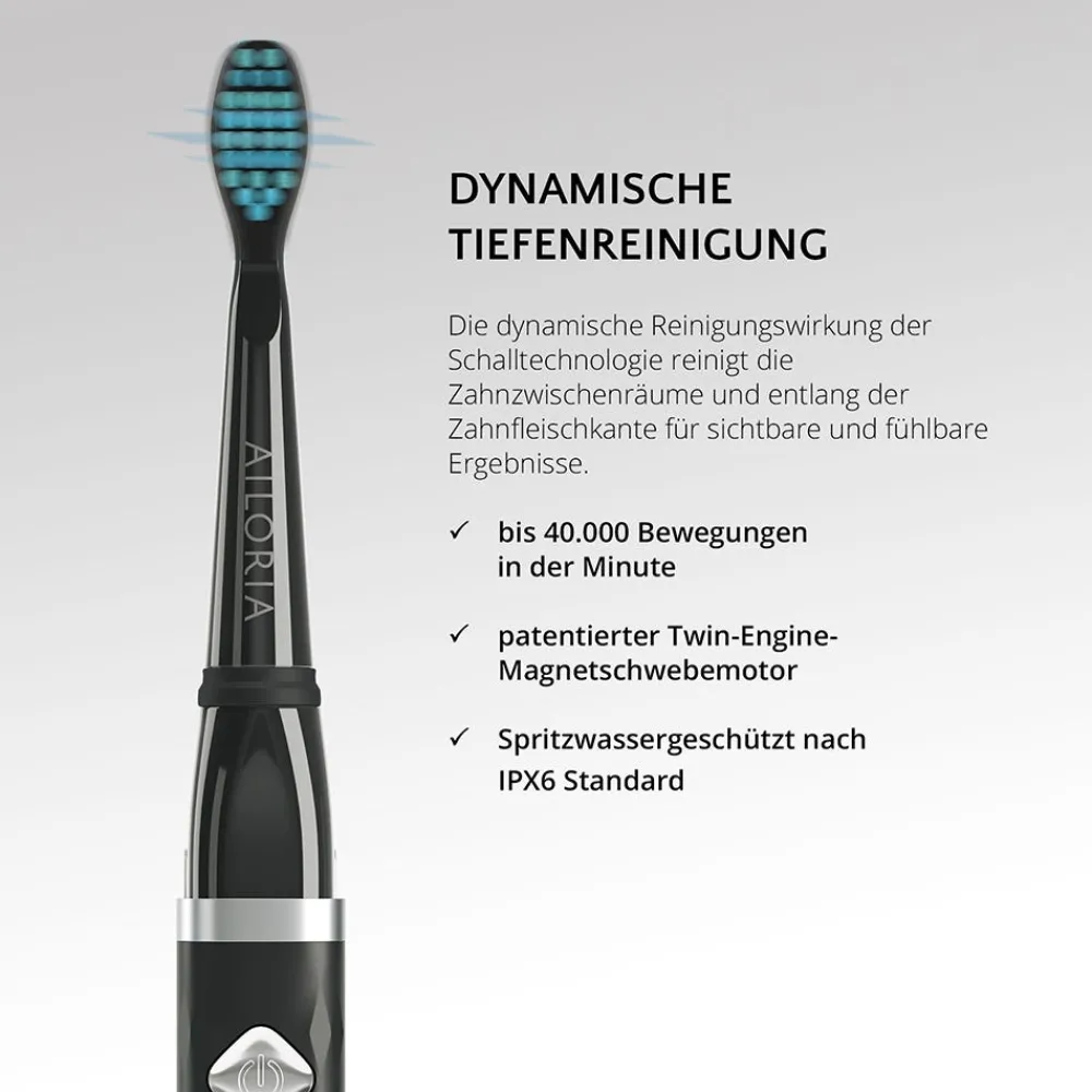 AILORIA Zahnpflege|Flash Travel Set Schallzahnbürste Schwarz