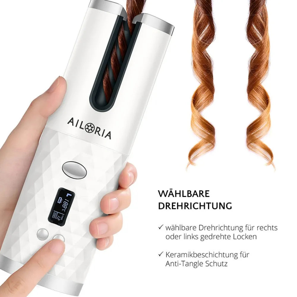 Kabelloser Auto-Curler Weiß-AILORIA