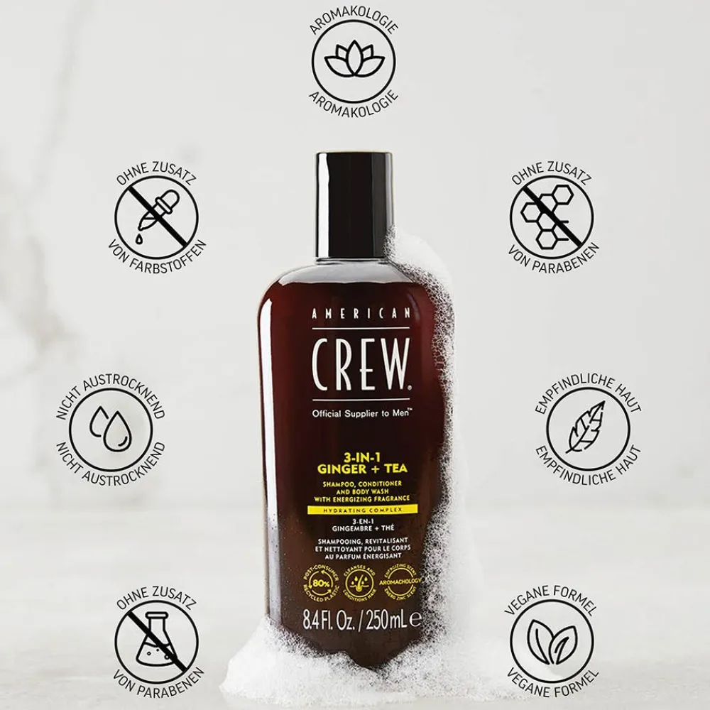 American Crew Conditioner|Shampoo^Ginger & Tea Energizing 3-in-1 Shampoo 250 ml