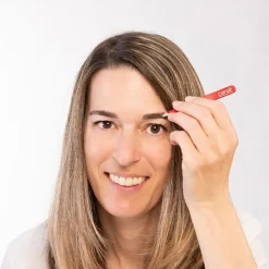 Canal Instrumente Augenbrauen|Canal Haarpinzette schräg rot rostfrei 95 mm