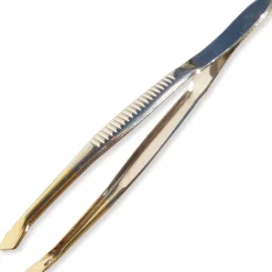 Canal Instrumente Augenbrauen^Canal Haarpinzette schräg vergoldete Spitze 80 mm