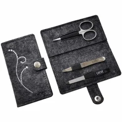 Canal Maniküre-Etui aus Filz Strass grau 3-teil-Canal Instrumente Clearance