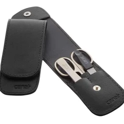 Canal Instrumente Maniküre & Pediküre|Nagelpflege|Canal Stecketui mit Druckknopf schwarz 3-teilig