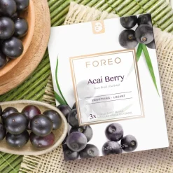 FOREO Sweden Hautverjüngung|Gesicht|Farm To Face Collection Sheet Mask Acai Berry 3 Stück