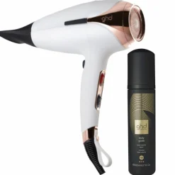 helios Haartrockner weiß & body goals Volumschaum Pflegebundle-ghd Hot