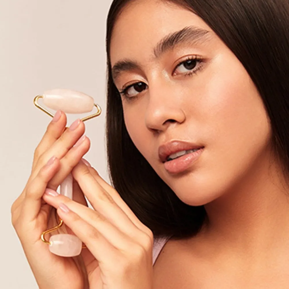 GLOV Gesicht^Pink Quartz Facial Roller