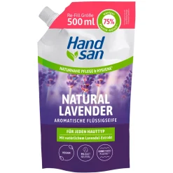 Natural Lavender Flüssigseife Nachfüllbeutel 500 ml-Handsan Discount
