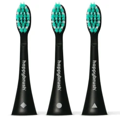 Happybrush Zahnpflege|Hagel Nature|Aufsteckbürsten V3+ (blackmint) 3 Stück