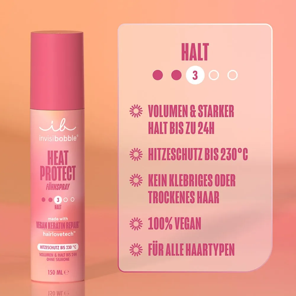 Invisibobble Haarspray & Haarlack|Hair Styling Heat Protect Föhnspray 150 ml