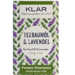 Klar Seifen Hagel Nature| Shampoo^Klar's Festes Shampoo Teebaumöl & Lavendel 100 g