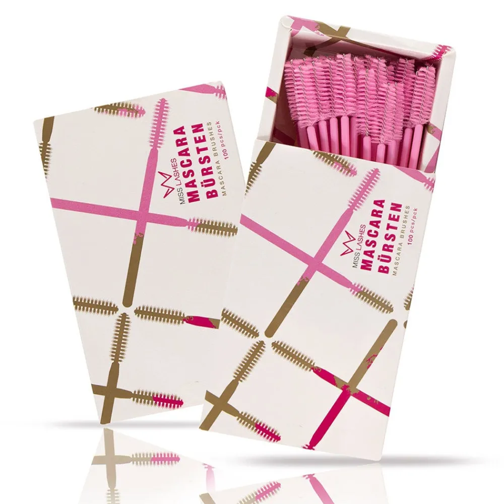 Miss Lashes Gesicht^Mascarabürsten rosa 100 Stück