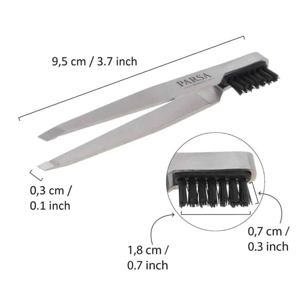 Pinzette mit Augenbrauenbürstchen 2 in 1-PARSA Beauty Discount