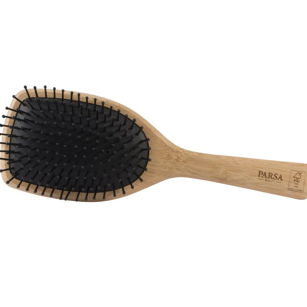 PARSA Beauty Kämme & Bürsten^Profi FSC Holz Haarbürste Paddle Groß mit Kunststoffstiften