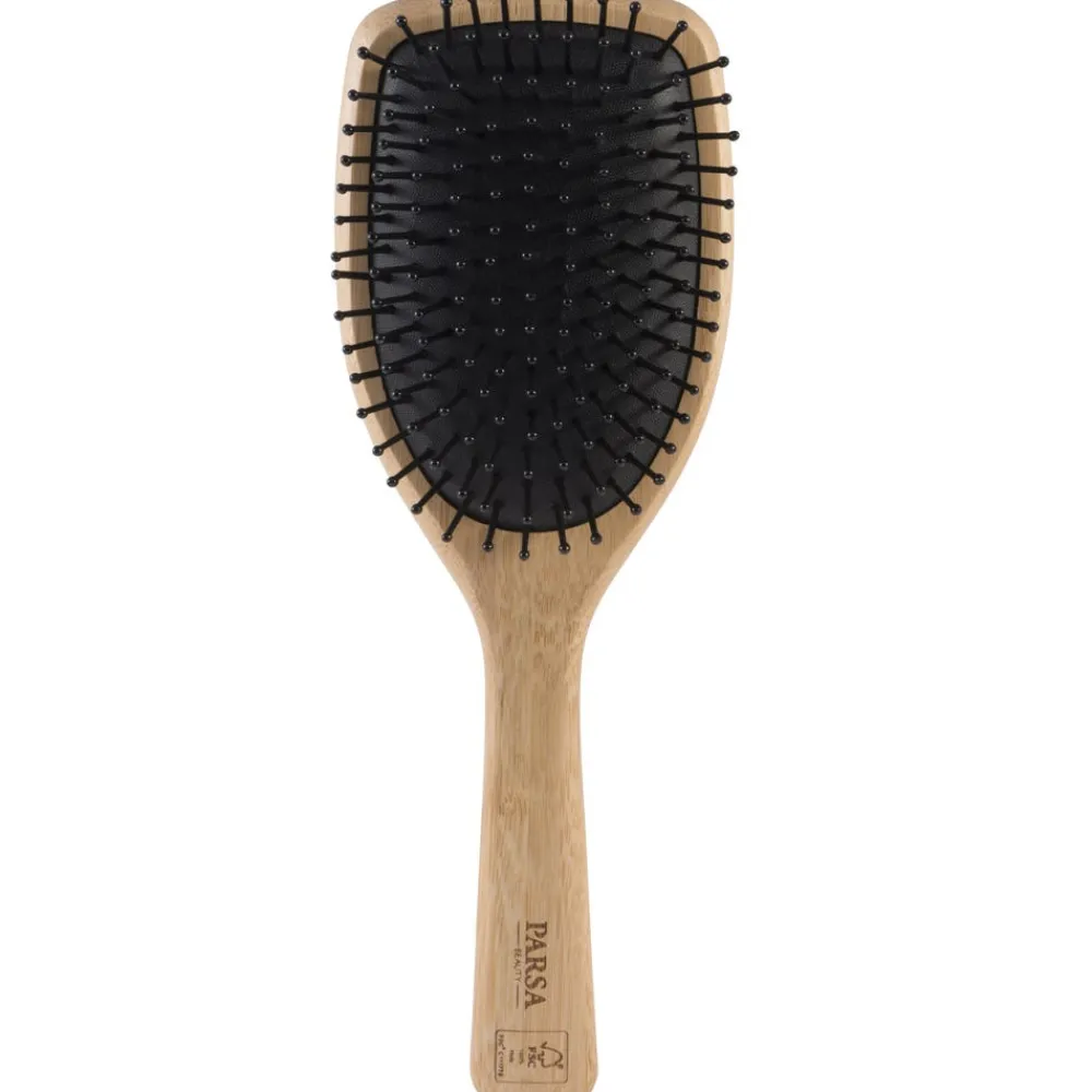 PARSA Beauty Kämme & Bürsten^Profi FSC Holz Haarbürste Paddle Groß mit Kunststoffstiften