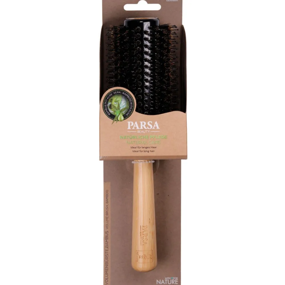 PARSA Beauty Kämme & Bürsten|Profi FSC Holz Haarbürste Rundfön mit Mischborsten 33 cm