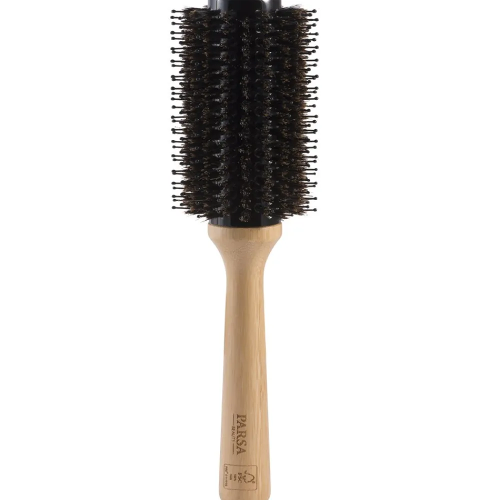 PARSA Beauty Kämme & Bürsten|Profi FSC Holz Haarbürste Rundfön mit Mischborsten 33 cm