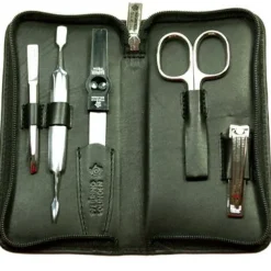 Maniküre-Etui Kalbleder 5-tlg schwarz-Pfeilring Clearance