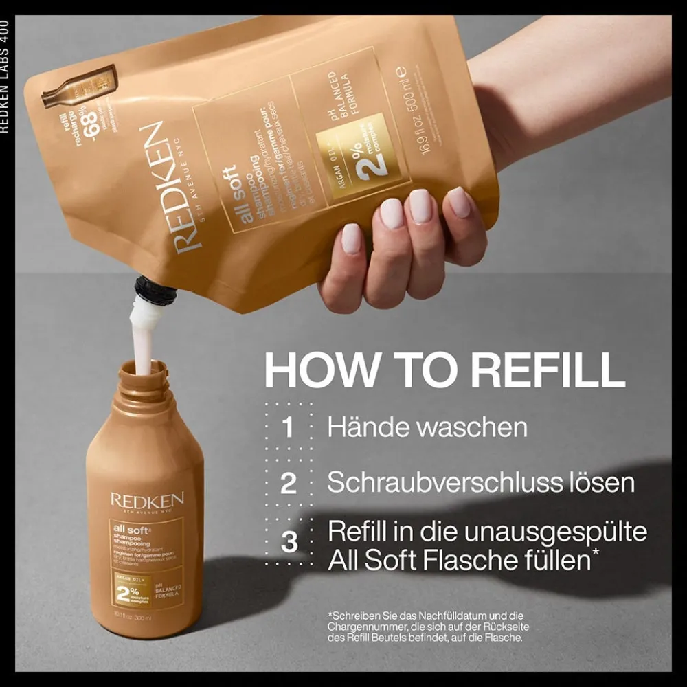 All Soft Shampoo Refill Pouch 500 ml-Redken Outlet