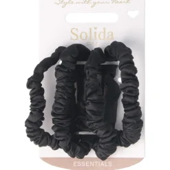 Solida Haarschmuck^Haargummi gerafft shiny schwarz