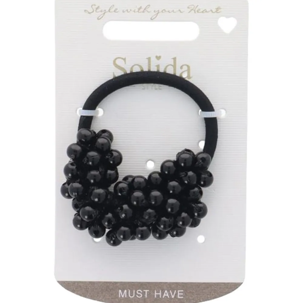 Solida Haarschmuck|Haargummi Perlen schwarz 1Stk.