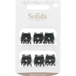 Haarklammer klein schwarz shiny mit Strass-Solida Online