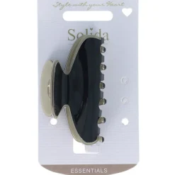 Solida Haarschmuck^Haarklammer schwarz/beige groß shiny