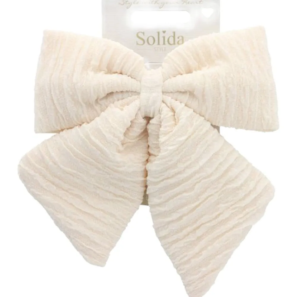 Solida Haarschmuck^Patentspange mit Schleife Cremeweiß