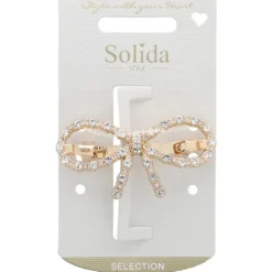 Solida Haarschmuck|Patentspange mit Schleife Strass Gold