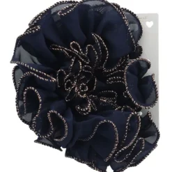 Solida Haarschmuck|Scrunchie mit Kontrastnaht dunkelblau