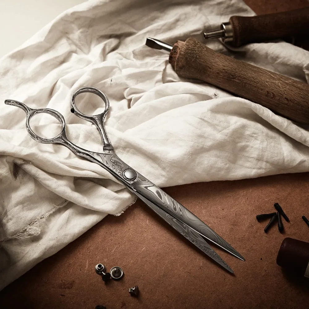 Tondeo Scheren|Haarschneideschere THOR DAMAST Offset 7.0 CONBLADE